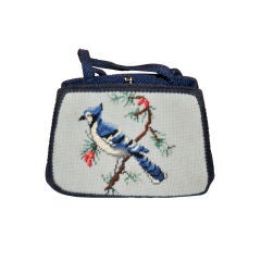 Retro Needlepoint "Bird in Tree" handbag
