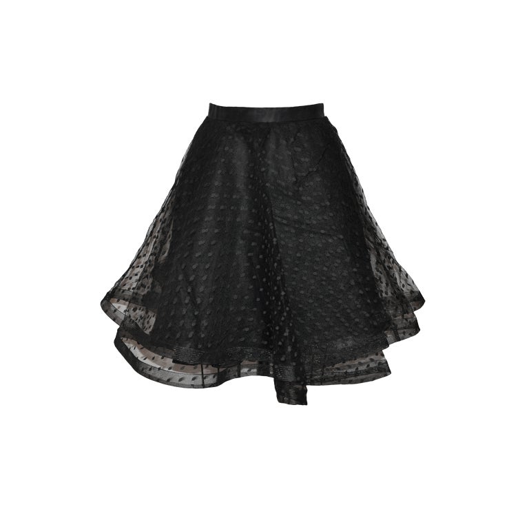 Point d'esprit black five-layered circular skirt at 1stDibs