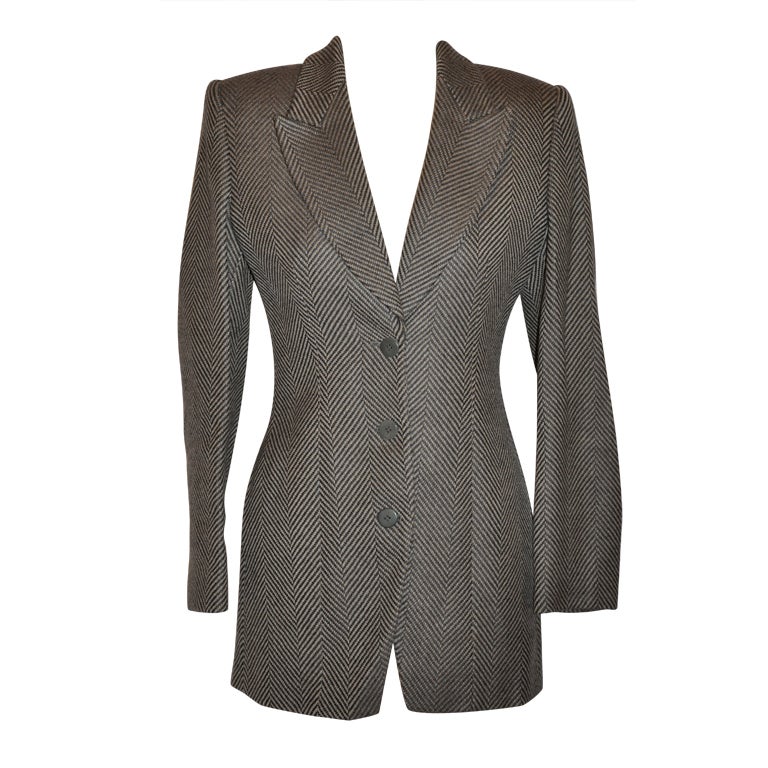 Giorgio Armani Cashmere wool blend herringbone jacket For Sale