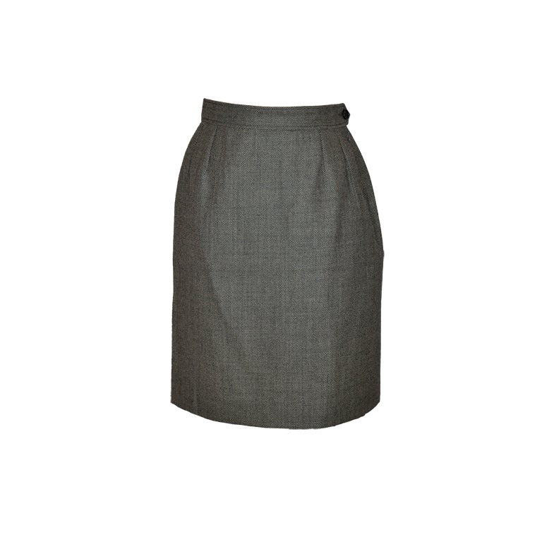 Yves Saint Laurent black & white spring wool skirt For Sale