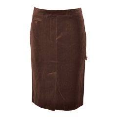 Yves Saint Laurent Rive Gauche coco brown velvet pencil skirt