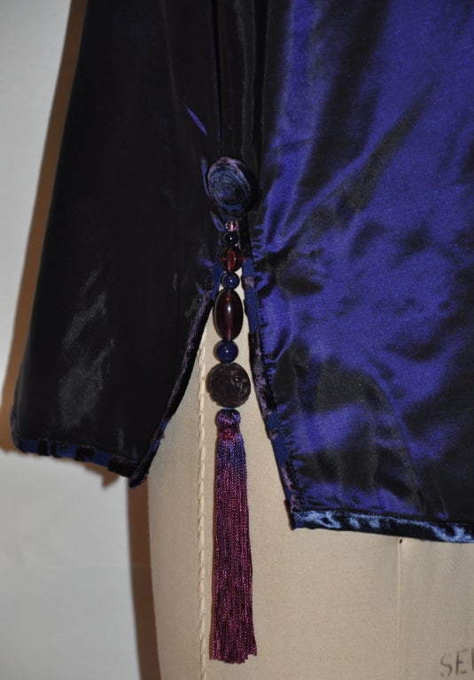 Sanchez Plum silk tunic with tassles For Sale 2