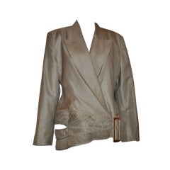 Vintage Alma Couture taupe asymmetric hemline jacket