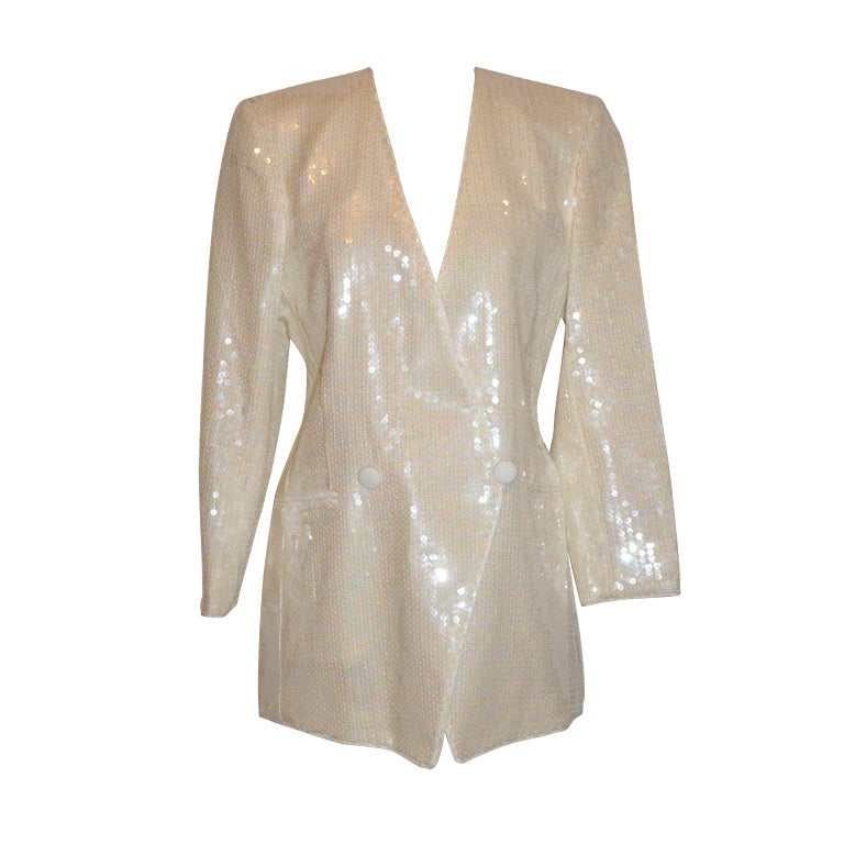 Escade by Margaretha Ley linen with sequins jacket For Sale