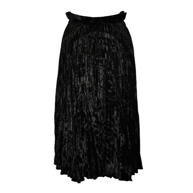 Adolfo black crush-velvet circular skirt For Sale