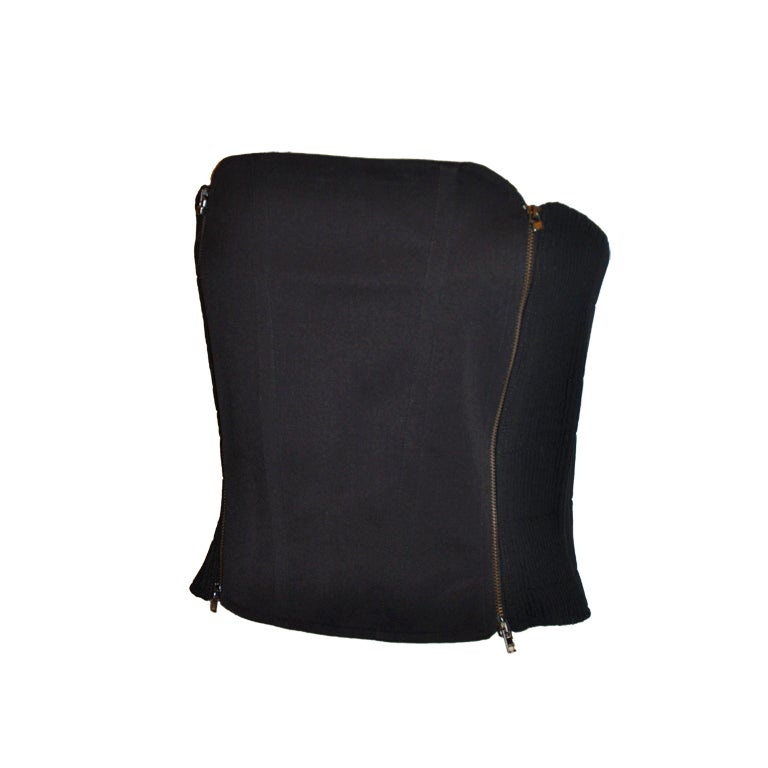 Gianfranco Ferre black double-zipper bustier For Sale