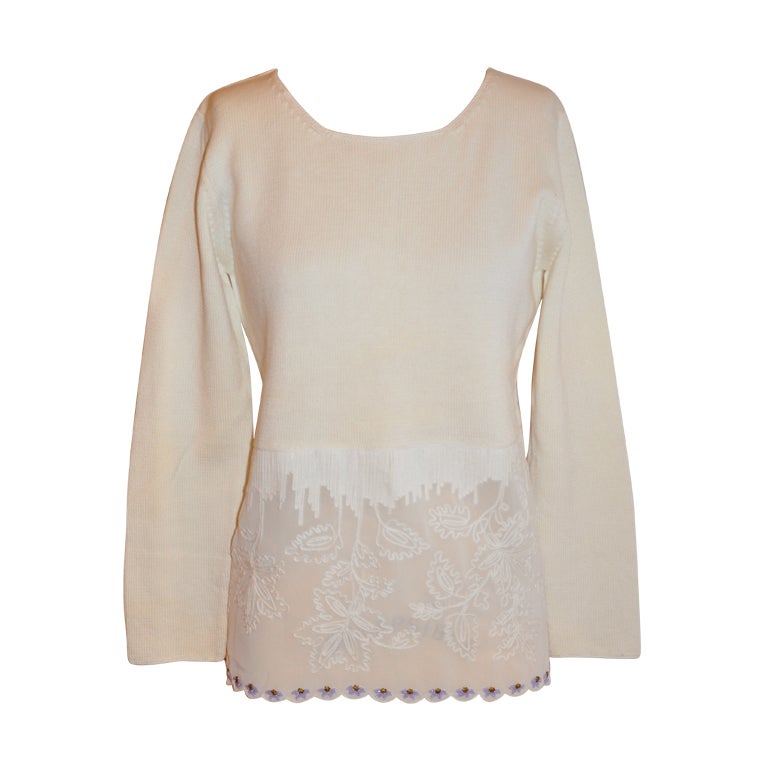 Moschino white with hand-crochet embroidery top