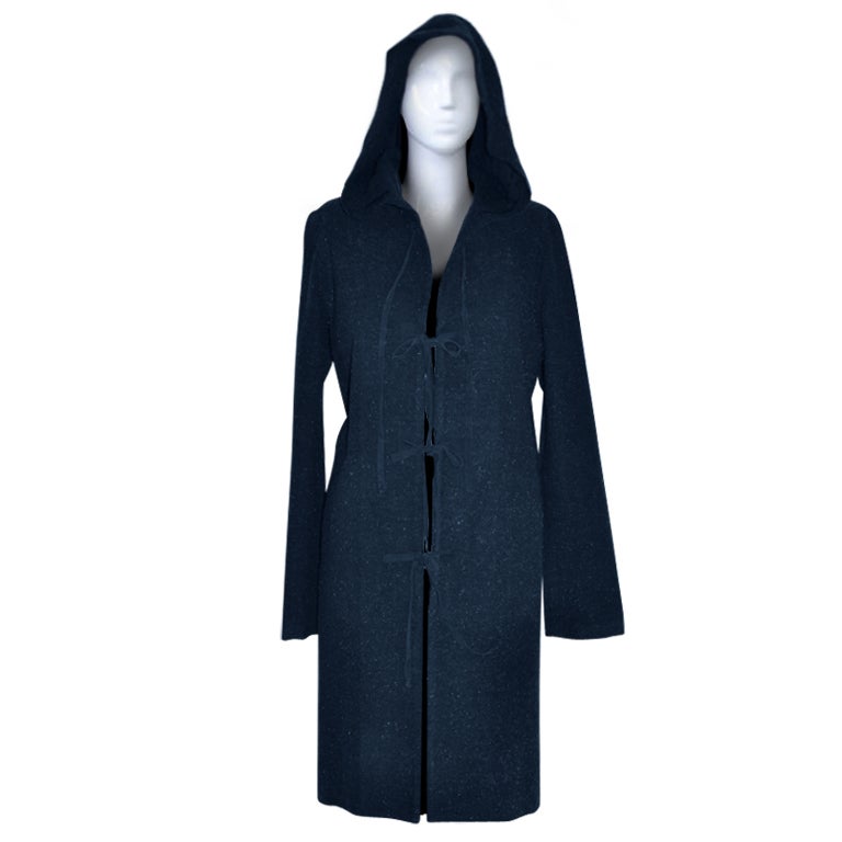 Jill Stuart midnight blue with suede ties hooded jacket