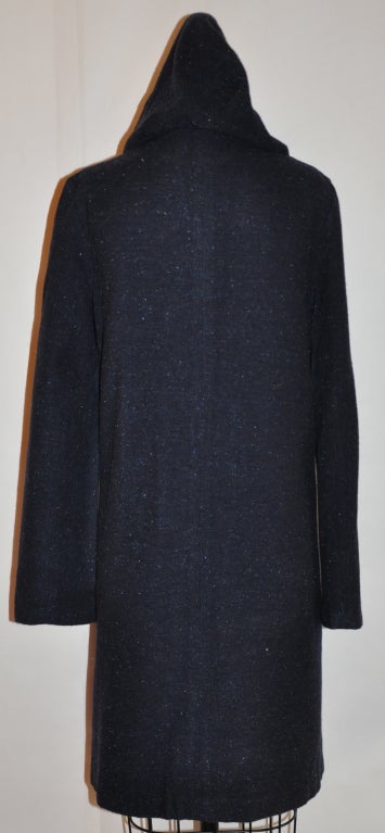 Jill Stuart midnight blue with suede ties hooded jacket at 1stdibs