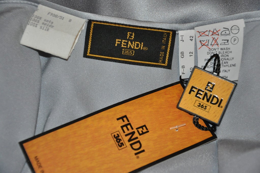 Women's Fendi steel-gray silk crepe de chine tank For Sale