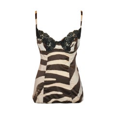 Dolce & Gabbana brown zebra-print lace bustier