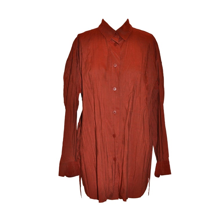 Issey Miyake Brick-colored button shirt For Sale