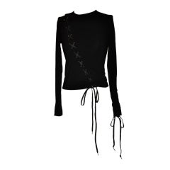 Gianfranco Ferre black lace-up tee 1