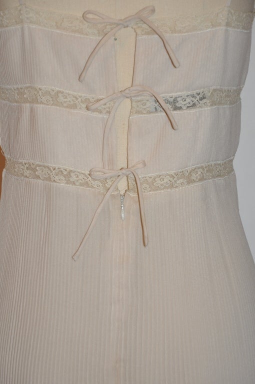 Alberta Ferretti cream micro-pleated lace dress 3
