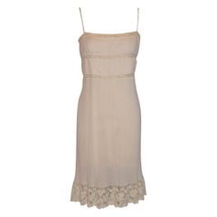 Alberta Ferretti cream micro-pleated lace dress