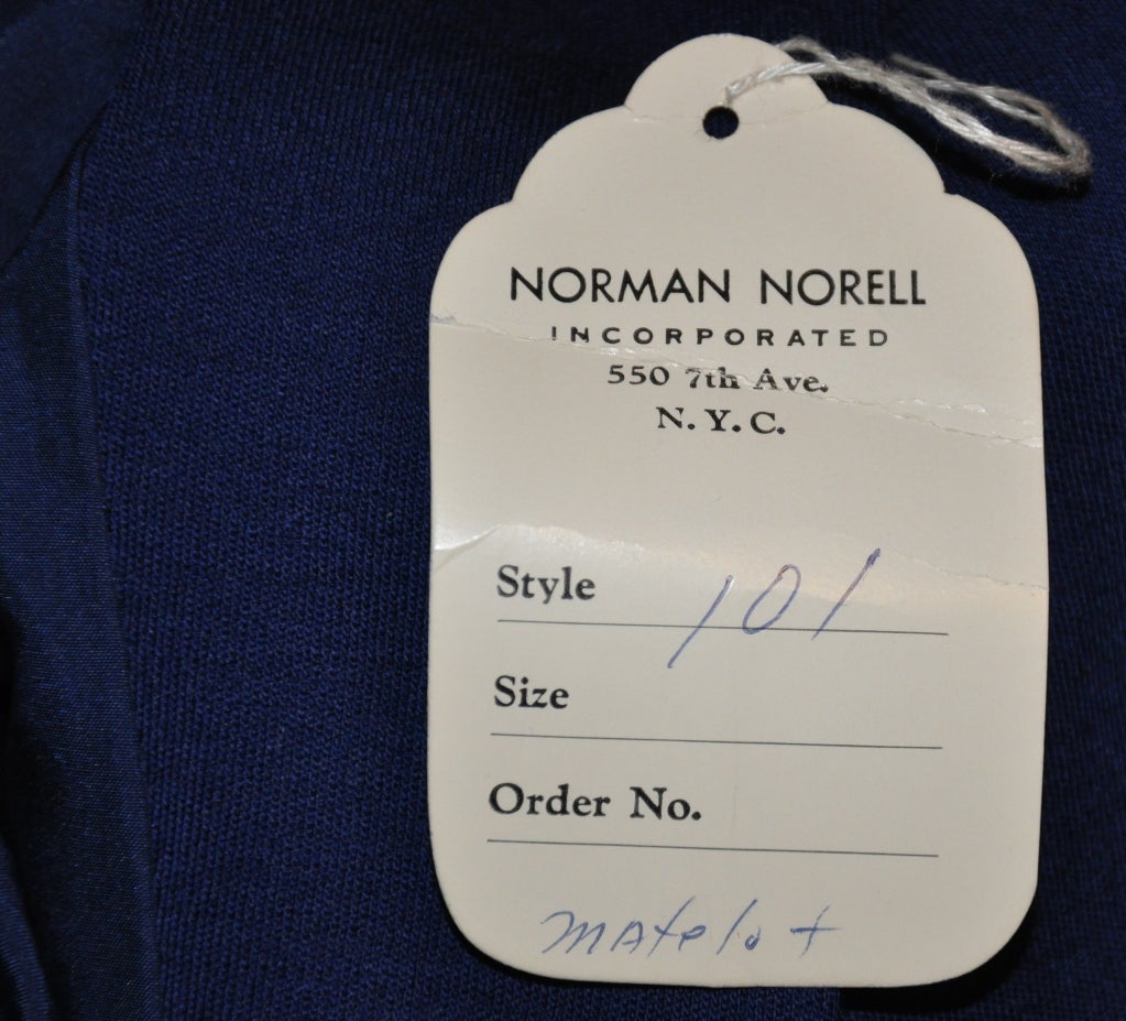 Women's Norman Norell Navy knit dress with belt