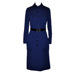 Norman Norell Navy knit dress with belt 2