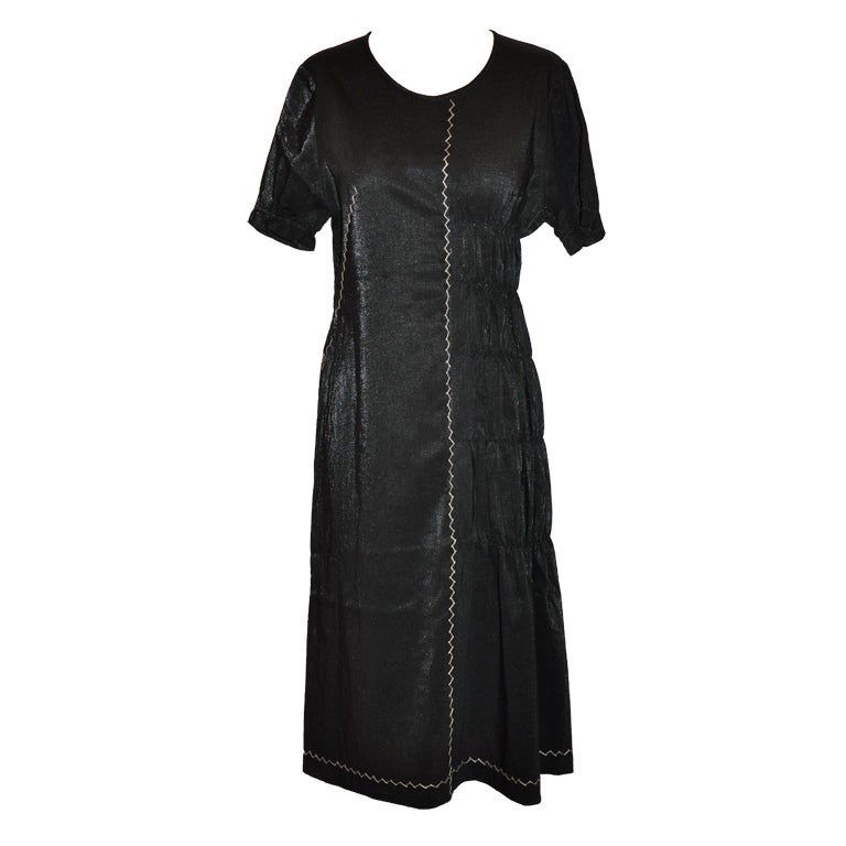 Nobu Nakano (Japan) Black with cream embroidery dress For Sale