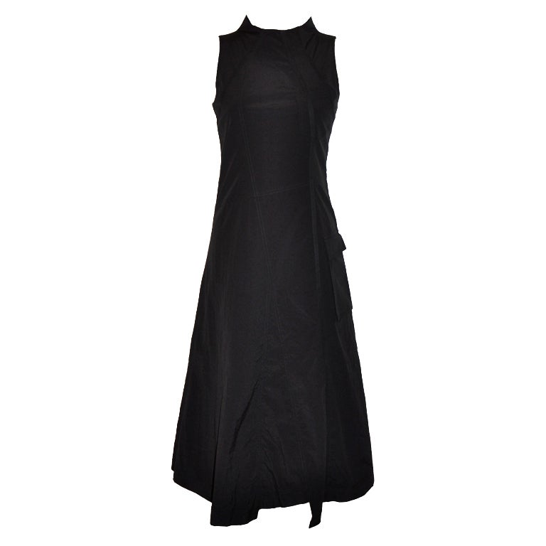 Black Asymmetric-style fully-lined dress For Sale