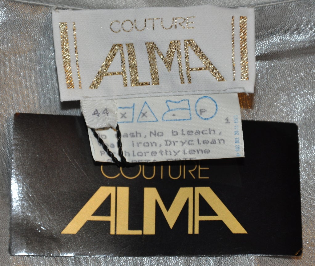Alma Couture stahlgraue Seidenjacke im Zustand „Gut“ im Angebot in New York, NY