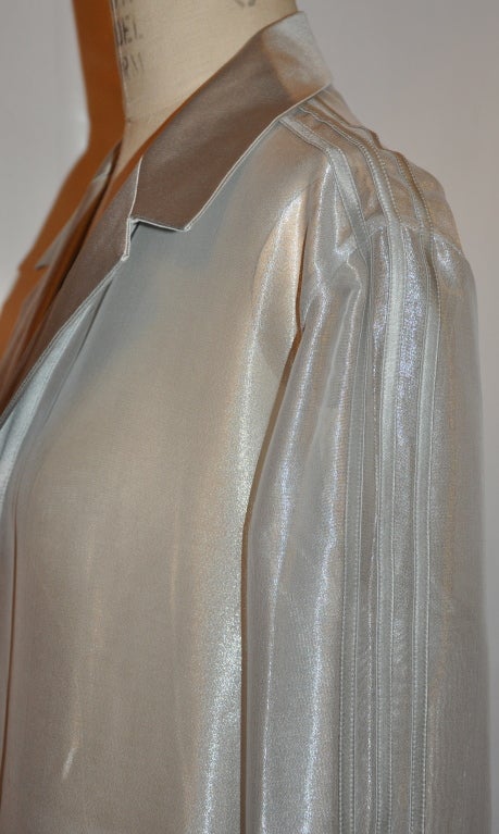 Alma couture steel-gray silk jacket In Good Condition For Sale In New York, NY