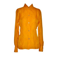 Valentino - Chemise à boutons en soie jaune profond « Boutique »