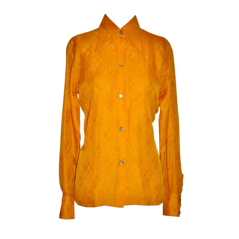 Camicia con bottoni in seta giallo intenso "Boutique" di Valentino