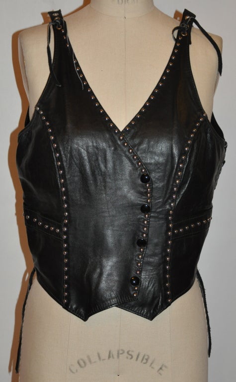 Black leather studded 
