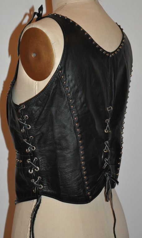 70s leather vest