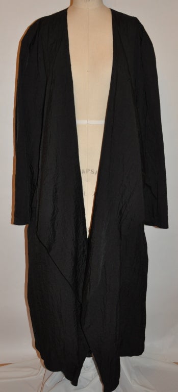 Yohji Yamamoto pour homme Asymmetric black nylon open-coat measures 22