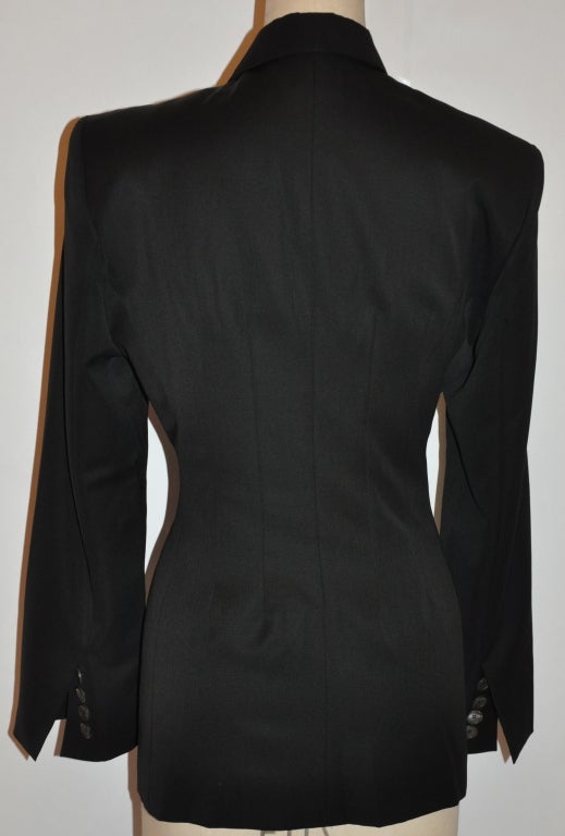 Black Yves Saint Laurent Rive Gauche black asymmetric tailored blazer