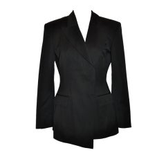 Yves Saint Laurent Rive Gauche black asymmetric tailored blazer 6