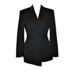 Yves Saint Laurent Rive Gauche black asymmetric tailored blazer