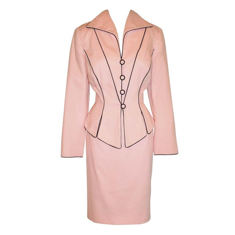 Pilar Rossi couture pink with black cotton poplin ensemble at 1stDibs