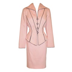 Pilar Rossi couture pink with black cotton poplin ensemble