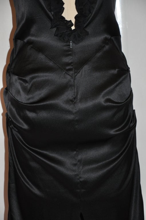 Roberto Cavalli black body-hugging cocktail dress with ruffles 6