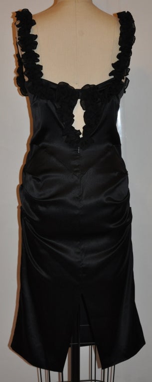 Roberto Cavalli black body-hugging cocktail dress with ruffles 3