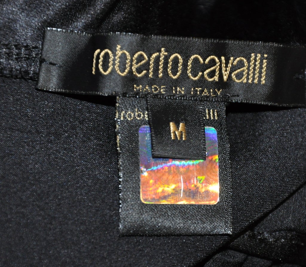 Roberto Cavalli black body-hugging cocktail dress with ruffles 4