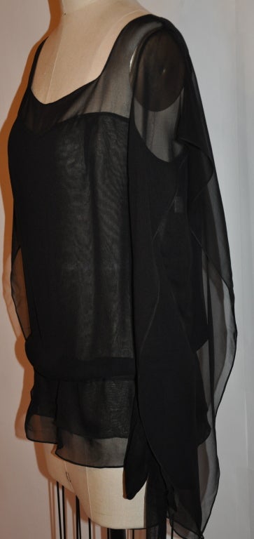 Black Morgane Le Fay black chiffon tunic For Sale