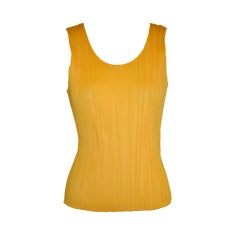 Used Issey Miyake taxi-yellow pleated tank