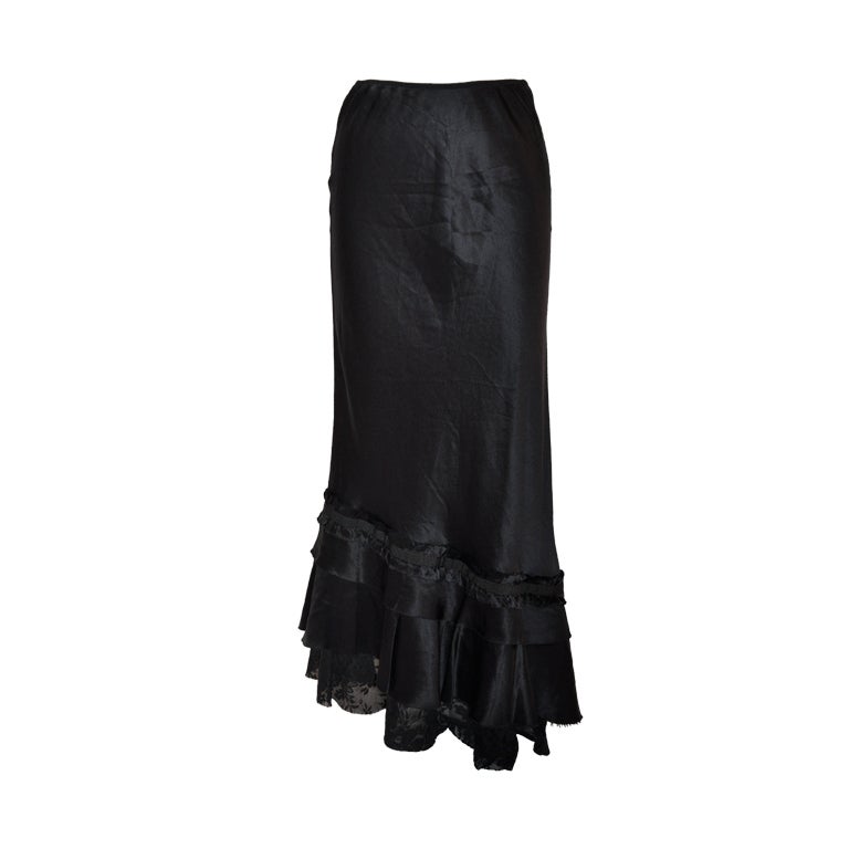 Patrizia Pepe black asymmetric silk and lace skirt at 1stDibs