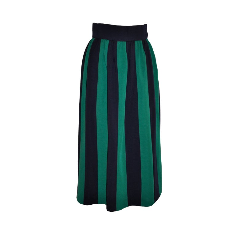 Norman Norell Navy & Green stripe skirt For Sale