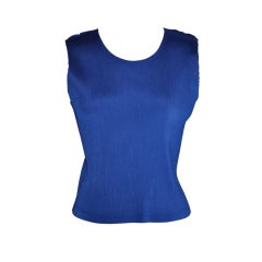 Issey Miyake blue pleated tank