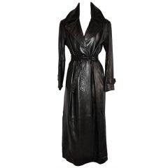 Vintage Donna Karan black floor-length leather wrap