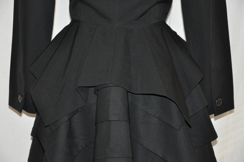Black Jean Paul Gaultier asymmetrical tier jacket ensemble For Sale