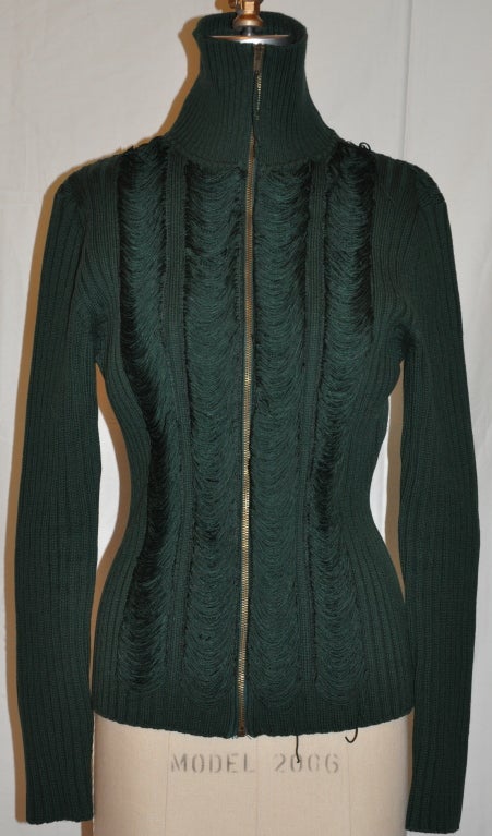 Jean Paul Gaultier forest-green zipper top measures 25