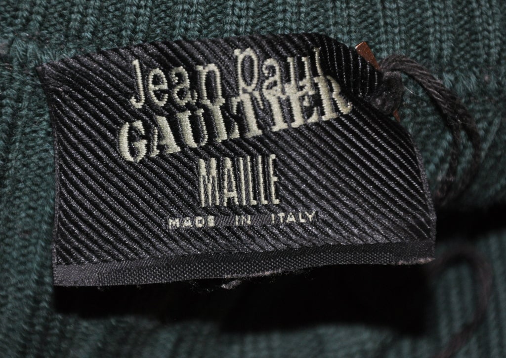 Black Jean Paul Gaultier green knit zipper jacket