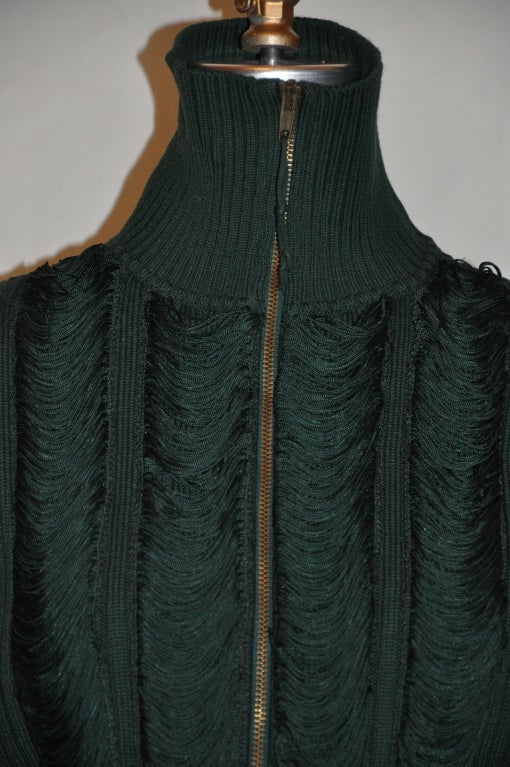 Jean Paul Gaultier green knit zipper jacket 1