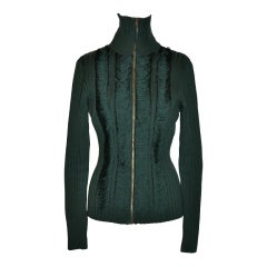 Vintage Jean Paul Gaultier green knit zipper jacket