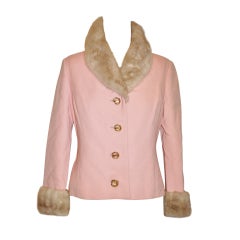 Mink-lined pink wool jacket